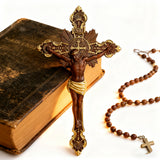 St. Benedict Exorcism Cross wood carved - Bless you and your family