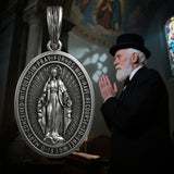 S925K Silver Miracle Medal English Version Inscription Necklace - BGCOPPER