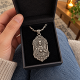 S925 Sterling Silver Sacred Heart of Jesus Pendant Necklace – Catholic Christian Faith Jewelry