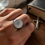 Vintage Titanium Seven Archangel Signet Ring - Amulet Against Evil Eyes, Curses, Spells
