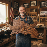 Eagle & Flag Wood Wall Plaque - Handcrafted American Heritage Tribute
