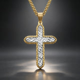 Textured Two-Tone Cross Necklace – Faith, Resilience & Rugged Elegance