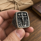 S925K Silver Handcrafted Jesus Crucifixion Scene Ring