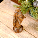 Hand Carved Sacred Heart of Jesus Virgin Mary Wooden Tabletop Ornament