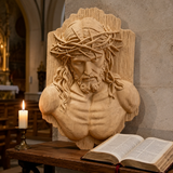 Jesus Crown of Thorns Beechwood Sculpture - design detail