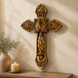 Hand-Carved Beechwood Our Lady of Guadalupe Wall Cross – Catholic Christian Home Décor - Christian gift presentation