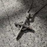 Nail Cross Crown of Thorns Necklace – Faith, Redemption & Timeless Strength - side view