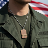 Stainless Steel & Wood Dog Tag Necklace – Nature, Strength & Minimalist Elegance