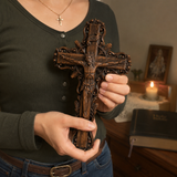 Hand-Carved White Ash Wood Cross - Sacred Christian Home Altar Decor for Christmas & Spiritual Gifting