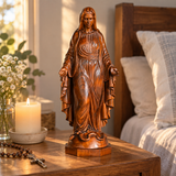 Hand-carved boxwood icon of the Immaculate Heart of Mary
