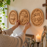 Sacred Family Three Sacred Hearts Wall Decoration Wood Sculpture