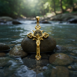Golden St. Benedict Exorcism Cross - Blessings to you and your family