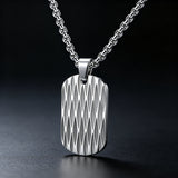 Diamond-Cut Textured Military Dog Tag Pendant Necklace