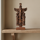 Orthodox Altar Table Ornament: Saints and the Crown of Thorns — Hand-Carved Wooden Cross