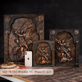 Archangel Michael natural solid wood religious wood carving - The Holy Sword Slays Demons - BGCOPPER
