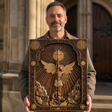 Bgcopper Archangel Michael Square Wooden Icon Religious Gifts - Best Wood Carving Wall Decor