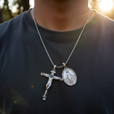 Jesus Cross and Virgin Mary Combination Necklace Pendant