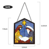 Nativity Scene Stained Glass Suncatcher: The Holy Family in Radiant Light