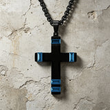Faceted Two-Tone Stainless Steel Cross Necklace – Bold Faith, Modern Contrast