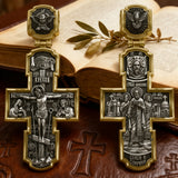 Orthodox S925K Silver Double-Sided Engraved Jesus Christ Crucified and Saints Orthodox Necklace