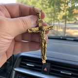 Solid Brass Jesus Crucifix Necklace – Christian Cross Pendant with 24" Chain
