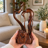 Hand-Carved Christian Love Sculpture – Wooden Couple Statue for Wedding & Anniversary Gift
