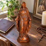 Hand-carved boxwood icon of the Immaculate Heart of Mary
