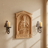 Sacred Heart of Jesus Hand-Carved Beechwood Relief - Divine Mercy Home Altar Decor