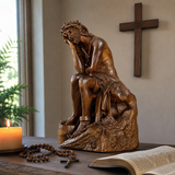 Boxwood "Crown of Thorns" Jesus Meditation Sculpture - Hand-carved Spiritual Art | A Concrete Reminder o - craftsmanship detail