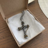 Hand-Wrapped Antique Copper Cross Necklace – Christian Faith Pendant
