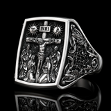S925K Silver Handcrafted Jesus Crucifixion Scene Ring
