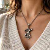 S925 Sterling Silver Crucified Jesus Cross Pendant Necklace – INRI Christian Faith Jewelry