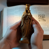 Boxwood Madonna and Child Wood Carving Desktop Ornament