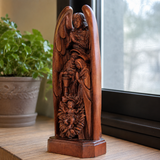 Hand-Carved Solid Beechwood Nativity Scene Sculpture – Holy Family Christian Decor