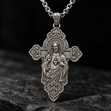 Keep His Sacred Heart Close to Yours – S925 Sterling Silver Jesus Cross Necklace