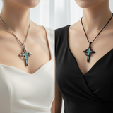 Crown of Thorns Turquoise Cross Necklace – Christian Faith Pendant with 24″ Chain