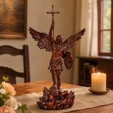 St. Michael the Archangel - Hand Carved Boxwood Sculpture - Spiritual Guardian for Prayer Spaces
