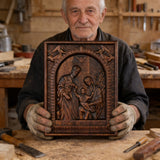 Beechwood Holy Family Wall Hanging: Carving Devotion in Wood, Bringing Sacred Warmth