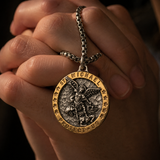 Two-Tone St. Michael Archangel Protection Medal Stainless Steel Necklace