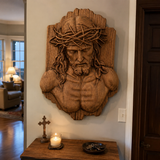Jesus Crown of Thorns Beechwood Sculpture - side view