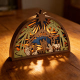 3D Layered Wooden Nativity Scene with LED Lights | Christmas Decor