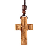 Wooden Savior Cross Necklace