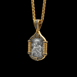 Handmade S925K Silver Madonna Holding Child Necklace