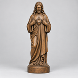 Sacred Heart of Jesus Hand-Carved Beechwood Statue – Catholic Prayer, Home Blessing & Faith Gift