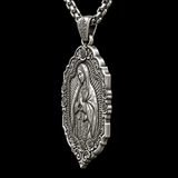 S925 Sterling Silver Our Lady of Guadalupe Prayer Pendant Necklace – Catholic Virgin Mary Medal