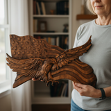 Eagle & Flag Wood Wall Plaque - Handcrafted American Heritage Tribute