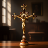 Hand-Painted Metal Jesus Christ Crucifix: Sacred Home Decor - size and finish detail