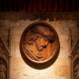 "Jesus with the Crown of Thorns" Beechwood Carved Icon | A Concrete Testimony of Redemption - design detail
