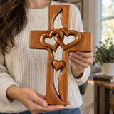 Interwoven Hearts Wood Cross - A God-Centered Symbol for Marriage & Anniversaries