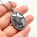 Divine Grace: Jesus Carrying the Cross with Sacred Heart S925 Sterling Silver Pendant Necklace